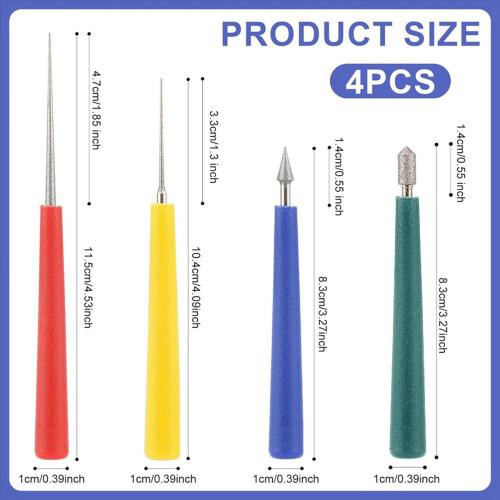 4pcs Diamond Tipped Bead Reamer, Bead Reamer Tool Set 2