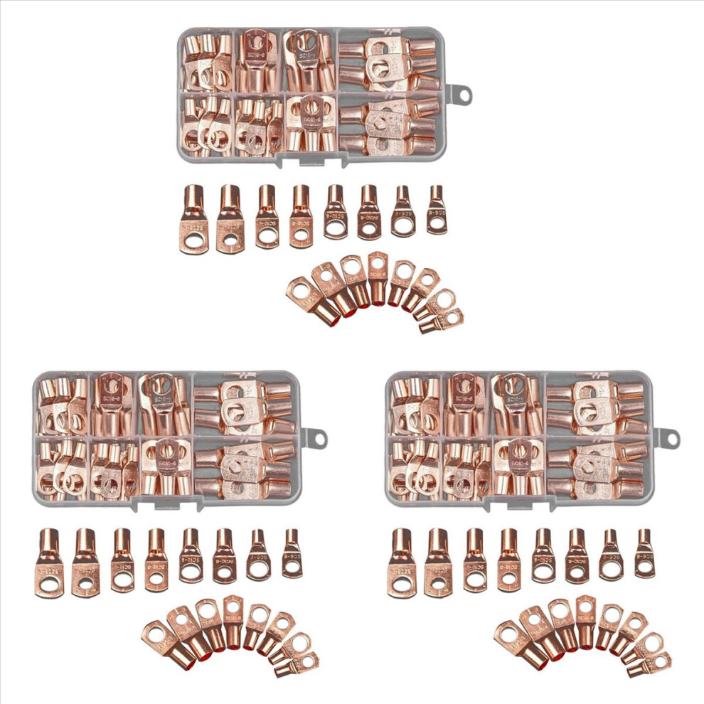 70Pcs Wire Lug Connector Ring Sc6-25 Copper Connectors Bare Cable Kit 4852814245612