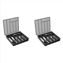 Silverware Organizer with Lid,Covered Utensil Tray Black