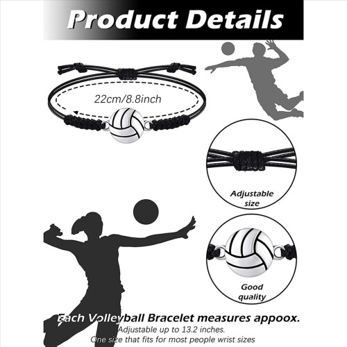 20 Pcs Volleyball Beads Adjustable Wristbands 1