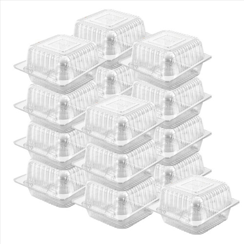 100 Count Hinged Clamshell Takeout Tray for Dessert, Cakes, Salads 1