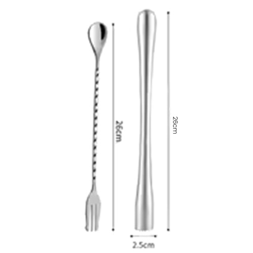 2Pcs Stainless Steel Cocktail Muddler with Bar Mixing Spoon Muddler 2
