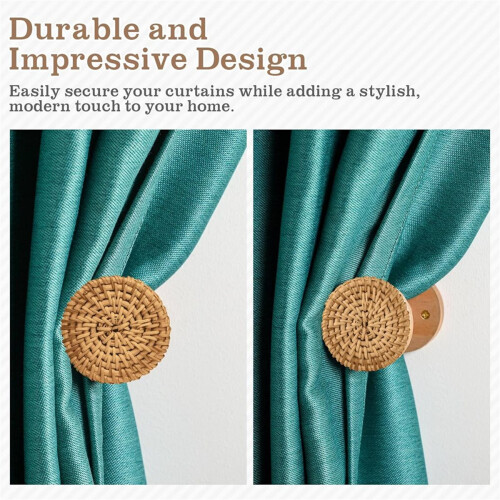 Boho Curtain Holdbacks Rattan Tiebacks 2