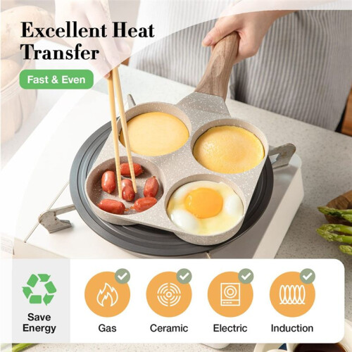 Egg Pan Omelette Pan, 4-Cup Nonstick Egg Frying Pan, Egg Cooker Pan 2