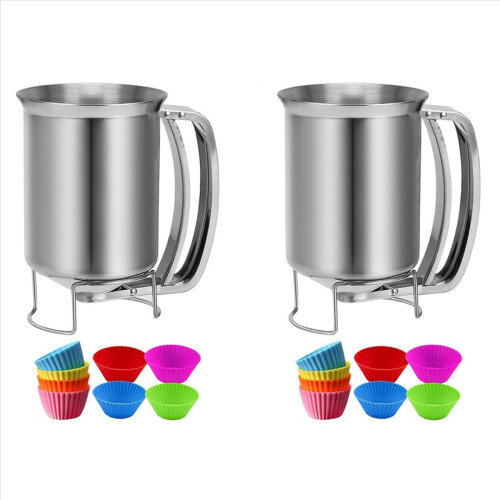 2 in 1 Stainless Steel 800Ml Batter Dispenser with Handle Baking Tool