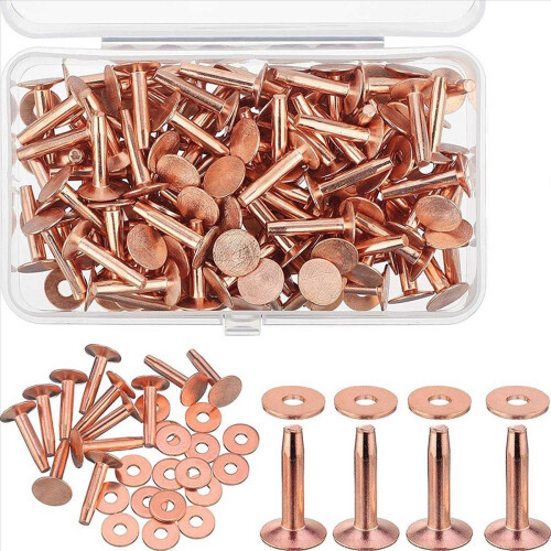 100 Sets Copper Rivets and Washers Leather Rivet for Wallets Collars 1
