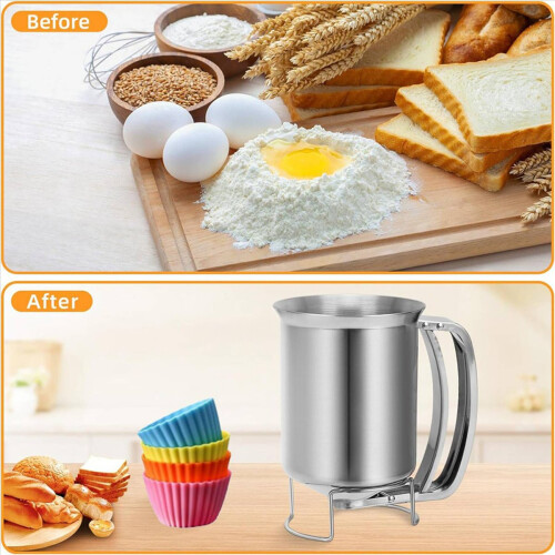 2 in 1 Stainless Steel 800Ml Batter Dispenser with Handle Baking Tool 2