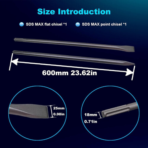 24-Inch SDS Max Set, 1 Inch Flat Chisel, Tile Removal Tool 2