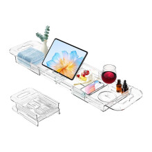 Expandable Drain Bath Caddys Tray for Tub,Imple Bathtub Table
