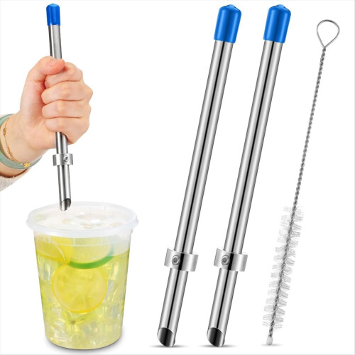 2 PCS 8.7 Inch Straw Puncher for Plastic Lids Straw Hole Puncher 1
