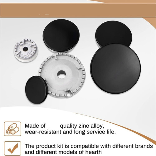 Cooker Hat Set Oven Gas Hob Burner Crown Flame Cap Replacement Kit 2