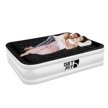 (White / Black, King) Get Fit Air Bed With Built In Electric Pump - Premium Blow Up Bed With Free Pillow - Single | Double | King |