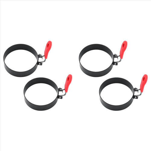 2PCS 3.5 inch Egg Rings with Silicone Handle, Round Mold for Muffins