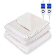 (Beige, King - 180x200cm) MONHOUSE Fleece Electric Heated Under Blanket - Detachable & Machine Washable - Single | Double | King | Super King