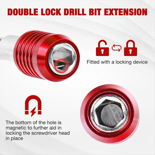Drill Bit Extension 2/4/6/12 inch,Magnetic Bit Holder 4 Pcs 2