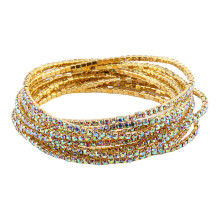 Elegant Rhinestones Bracelet Elastic Crystal Handchain-Gold