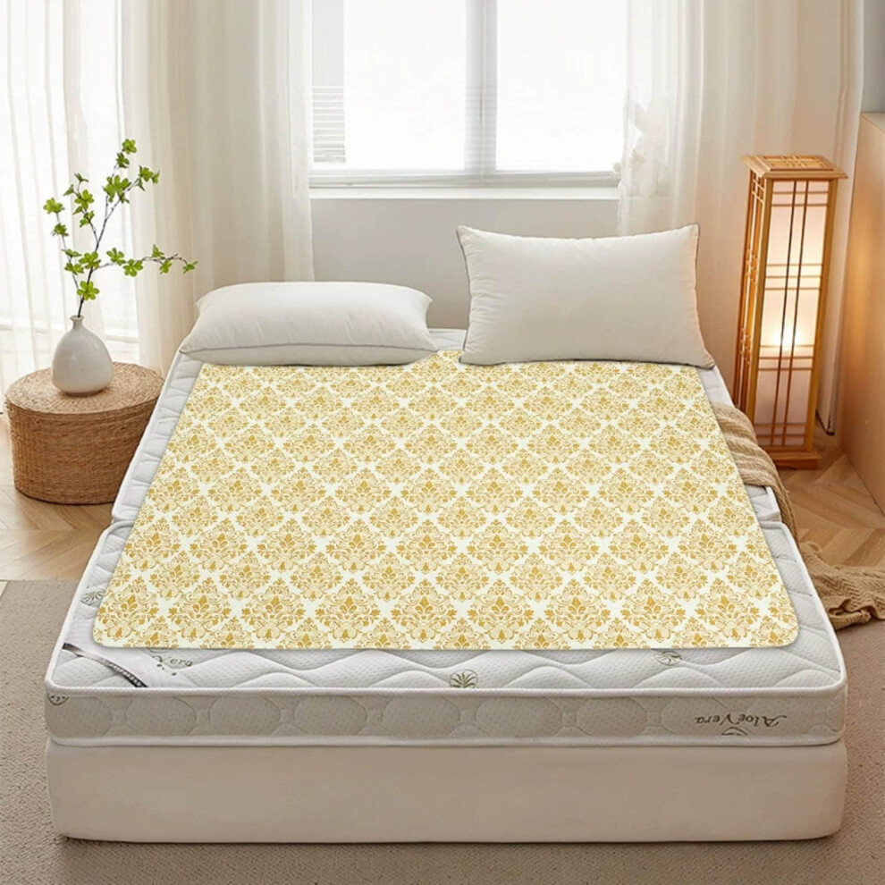 Gold Bed Protectors For Reusable Incontinence Pad Waterproof Mattress Protector 150X80 Cm Washable Non Slip Elegant Style Bedwetting