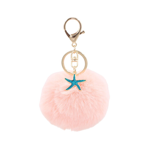 Vibrant Starfish Furry Sphere Keychain Charming-Korean fans