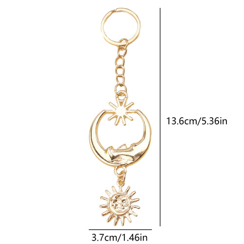 Exquisite Sun/Moon Keyring Portable Keychain-Gold moon 1
