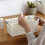 Slim Plastic Storage Basket, Rectangular Organizer Box with Non-Slip Handles, Ventilation Design Sturdy Storage Bin for Home Office, Stackable Plastic 3