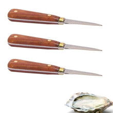 3 lâminas de ostras com cabo de madeira 16 cm