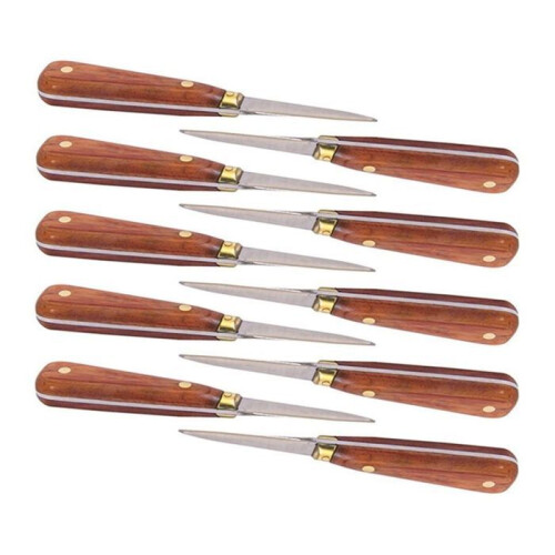 10 lâminas para ostras com cabo de madeira 16 cm