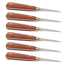 6 lâminas para ostras com cabo de madeira 16 cm