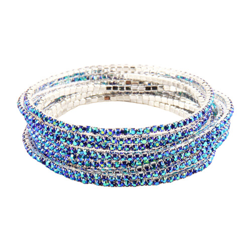 Bracelet de perles de cristal extensible réglable, chaîne à-Bleu