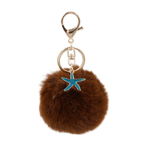 Adorable accessoire de porte-clés en forme d'étoile de mer-brun