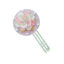 Sturdy and Comfortable Headwear with Tassels and Flower-Pink
