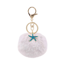 Porte-clés étoile de mer à la mode, léger, pelucheux,-Gris clair