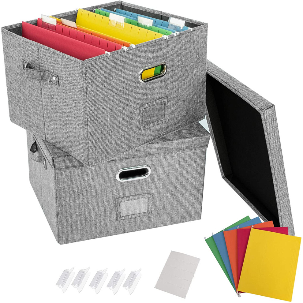 Chic File Storage Solution, Collapsible Linen Hanging Organizer For Letter Legal Folder, Reinforced Bottom Offers Superior Stability, Decorative Desig 9060116141692