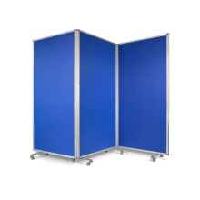 (Blau, 270 x 35 x 180 cm) Mobile Filz-Stellwand Trennwand 3-teilig Mit Rollen doppelseitig nutzbar
