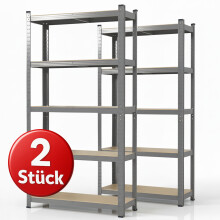 (Grau, 180 x 90 x 40 cm) Schwerlastregal Lakota 2er Set Traglast bis 875 kg Individuell einsetzbar