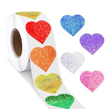 500Pcs Glittering Heart Sticker 1Inch Heart Shape Sealing