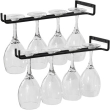 Vinglasophæng under skabet, elegant design, pladsbesparende, nem installation, jernstativ til glas til køkkenbar (2 stk.)
