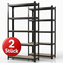 (Schwarz, 180 x 90 x 40 cm) Schwerlastregal Lakota 2er Set Traglast bis 875 kg Individuell einsetzbar