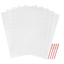 5 Pcs Plastic Mesh Canvas Sheets with Needle for Embroidery and