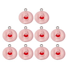 Set mit 10 roten Lippen, Harz-Anhänger, Ohrringe, Halsketten,-5