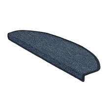 (Dunkelblau) Stufenmatten Treppen-Teppich 15er Set Halbrund 23,5 x 65 cm