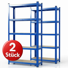 (Blau, 150 x 75 x 30 cm) Schwerlastregal Lakota 2er Set Traglast bis 875 kg Individuell einsetzbar