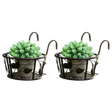 Hanging Iron Plant Shelf Balcony Garden Organizer-Bronze