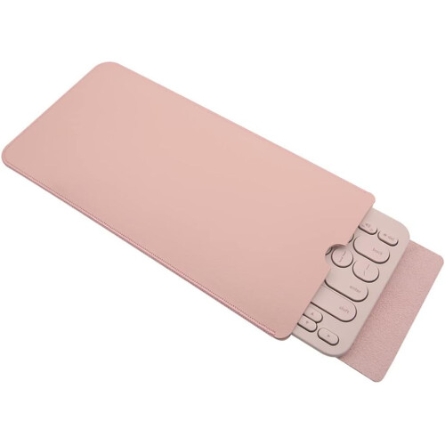 (Pink) PU Leather Portable Keyboard Carrying Case Storage Bag Dustproof Protective Case for Logitech K380