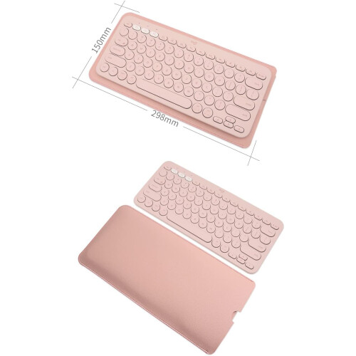 (Pink) PU Leather Portable Keyboard Carrying Case Storage Bag Dustproof Protective Case for Logitech K380 1