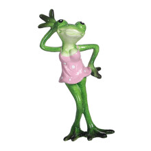 Resins Frogs Figurines Animal Model Couple Gift-pink skirt frog