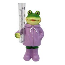 Garden Rain Gauge Resin Frog Statue For Outdoor Garden Landscape Easy To Read WeatherResistant Resin