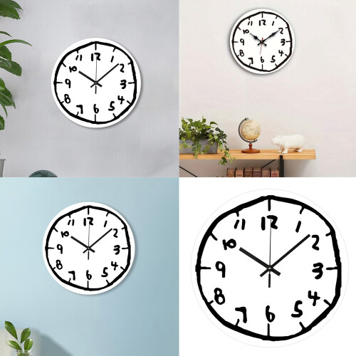 Elegant Graffitis Styles Wall Clock Quiet Movement for-Black 2