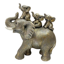 Baby and Mother Elephant Family Resins Figurine for Home-Silver