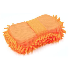 Luva de lavagem em chenille para detalhamento impecável, luvas de limpeza de carros que não riscam e não soltam fiapos (laranja)
