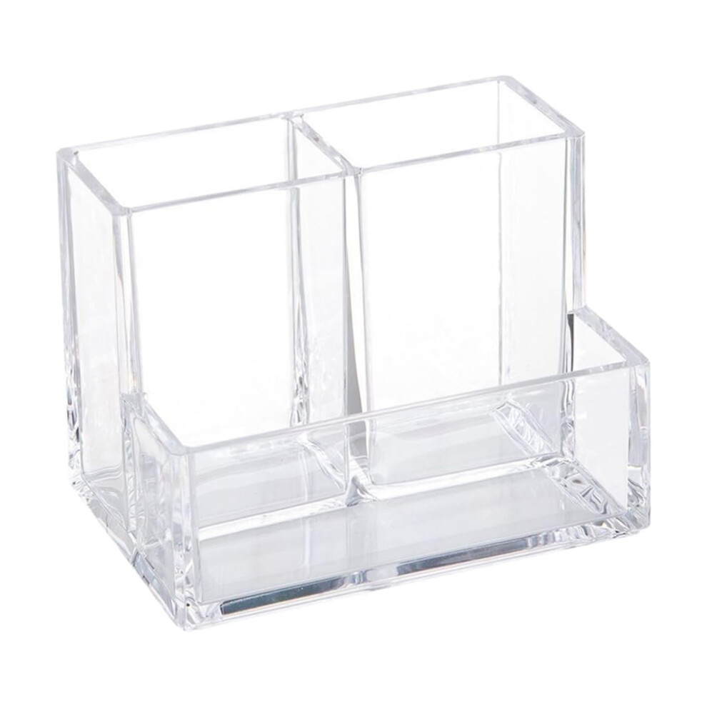Acrylic Pen Holder For Desk, Desktop Stationery Organiser With 3 Compartments, Clear Acrylic Material Pen And Pencil Storage Container, Durable Office 9060116161843